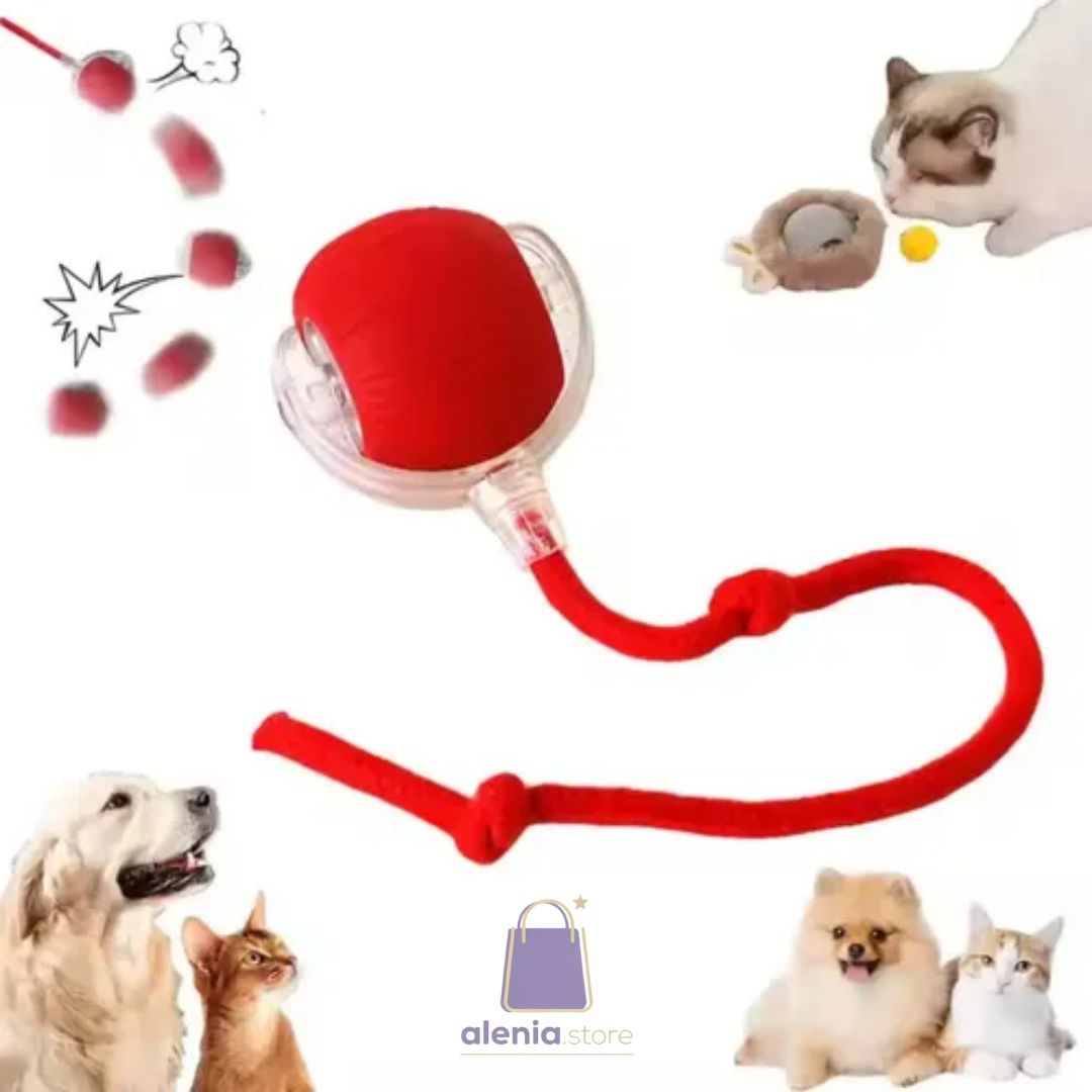 Pelota interactiva con cola para mascotas